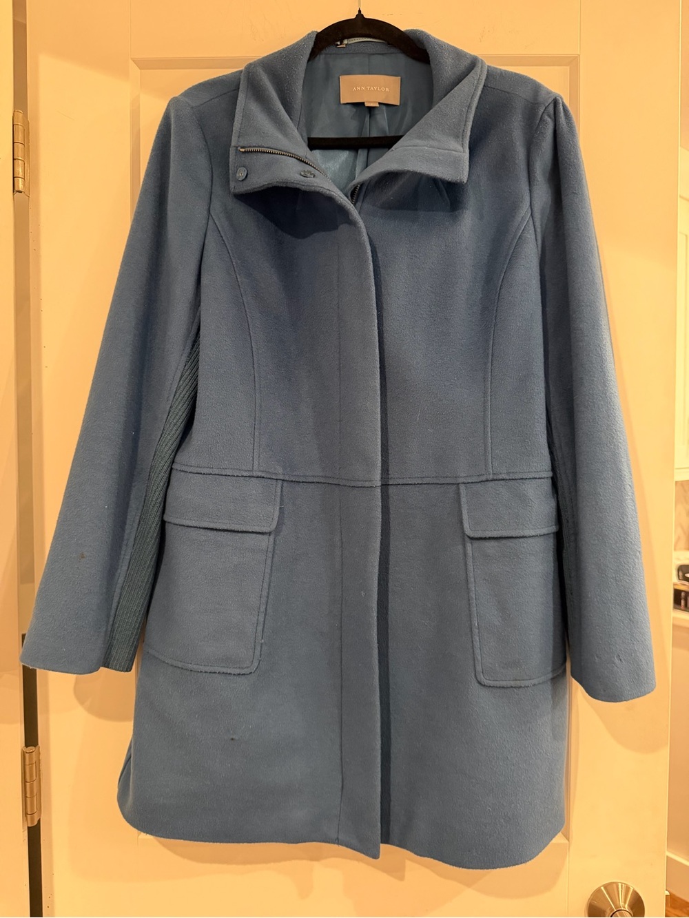 Ann Taylor Powder Blue Wool-Blend Pea Coat